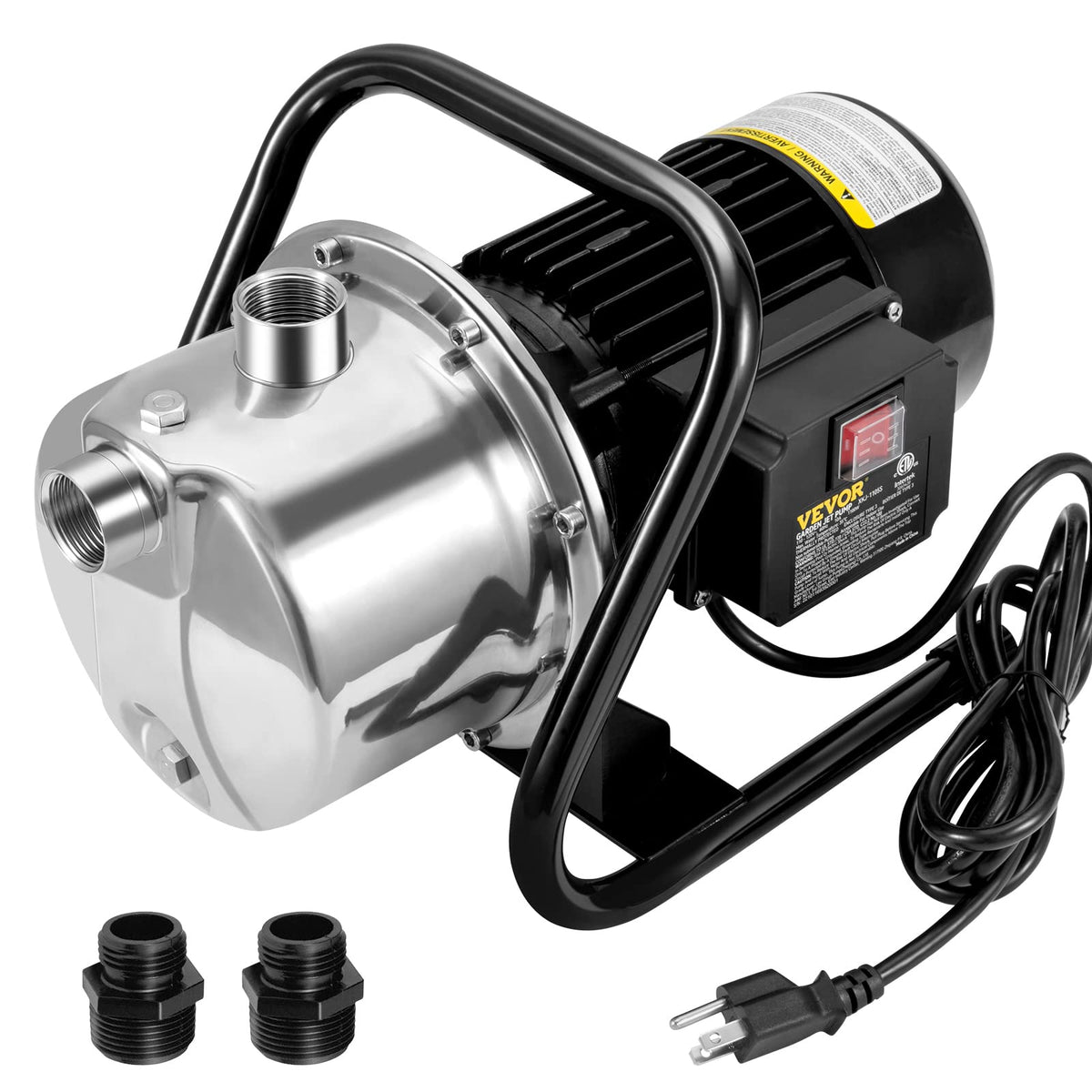 VEVOR 1HP Shallow Well Pump Portable, 1380 GPH Garden Jet Pump with Automatic Controller, 145 ft Head Stainless Steel Sprinkler Booster Pumps, for Garden Lawn Irrigation System, Water Transfer