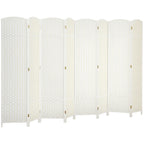 HOMCOM Room Divider 8 Panel Folding Privacy Screen 5.6' Tall Nature Wood