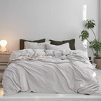 MooMee Upgraded Softer Duvet Cover Set 100% Washed Cotton Twill King