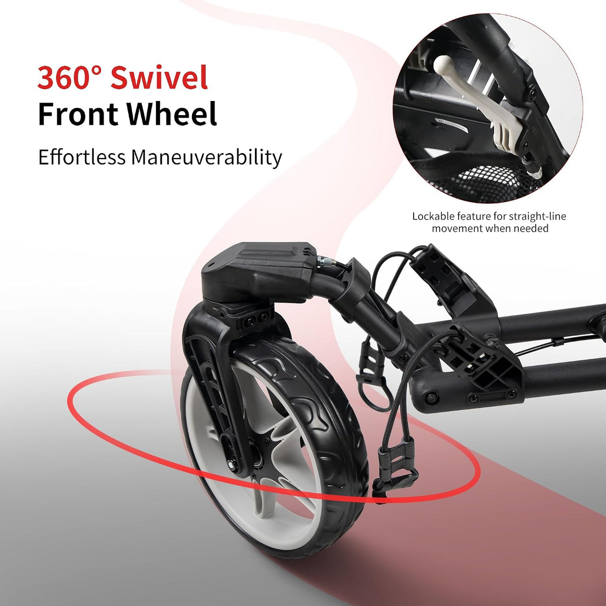 Caddytek CaddyLite ONE-Swivel V8 Golf Push Cart - Lightweight 3 Wheel Foldable Cart with One-Click Folding, 360° Swivel Front Wheel, Adjustable Handle, Cooler Basket, Umbrella & Drink Holder