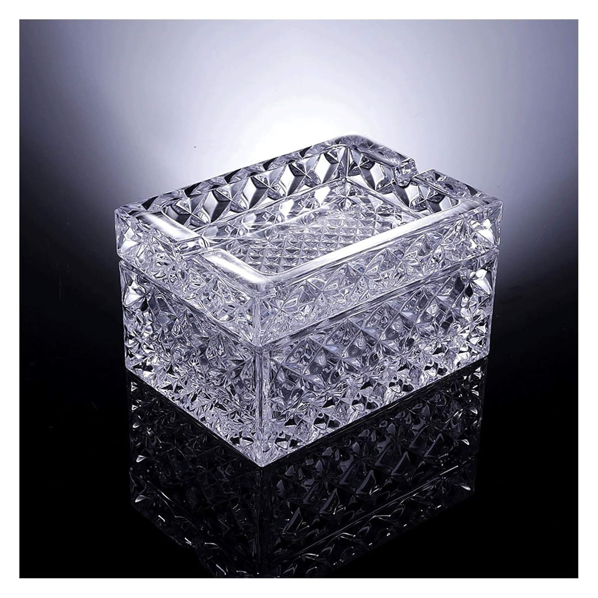 Ashtrays Fashion Crystal Ashtray Multi-function with Cover Dual-use Ashtray Household Living Room Coffee Table ash Tray(Clear)