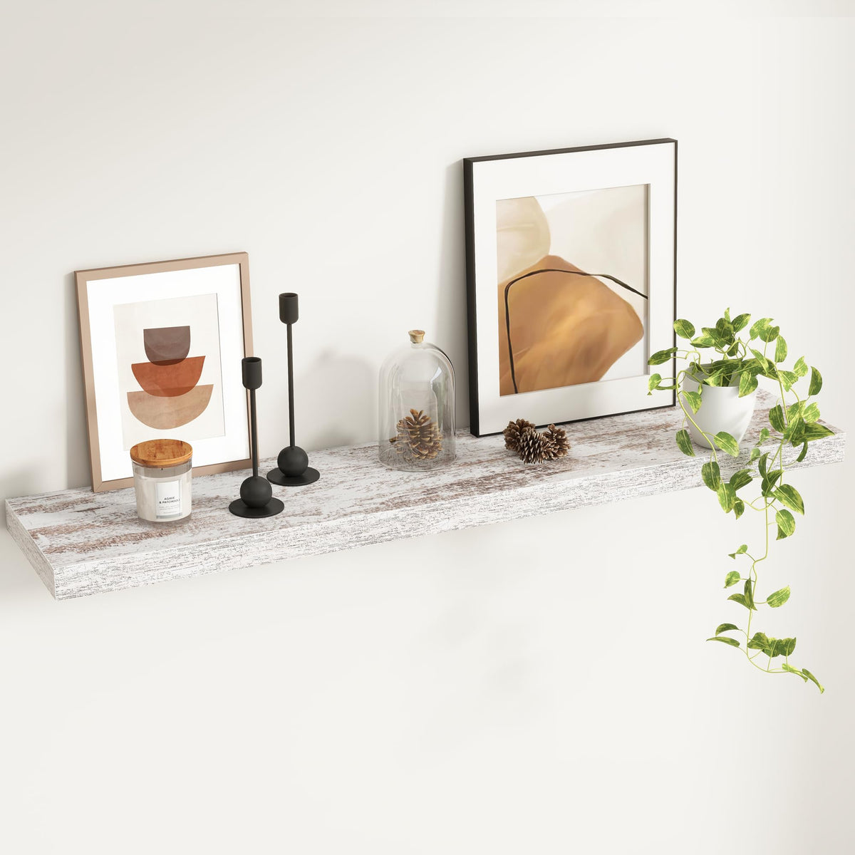 Fun Memories Floating Shelves - 2 Pack 12 Inch Rustic Wooden Wall Shelves - Extra Deeper & Thicker Wall Mounted Storage Shelf for Living Room, Kitchen, Farmhouse - 36" W x 12" D x 1.8" H - Brown