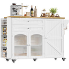 FINETONES 52" Kitchen Island with Storage, Rolling Kitchen Carts on Wheels