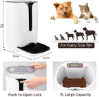 Automatic Pet Feeder for Dog and Cat Food Dispenser with Timed Programmable, Portion Control Up to 4 Meals Per Day, Voice Recorder, Battery and Plug-in Power 7L for Small Medium and Large Pet