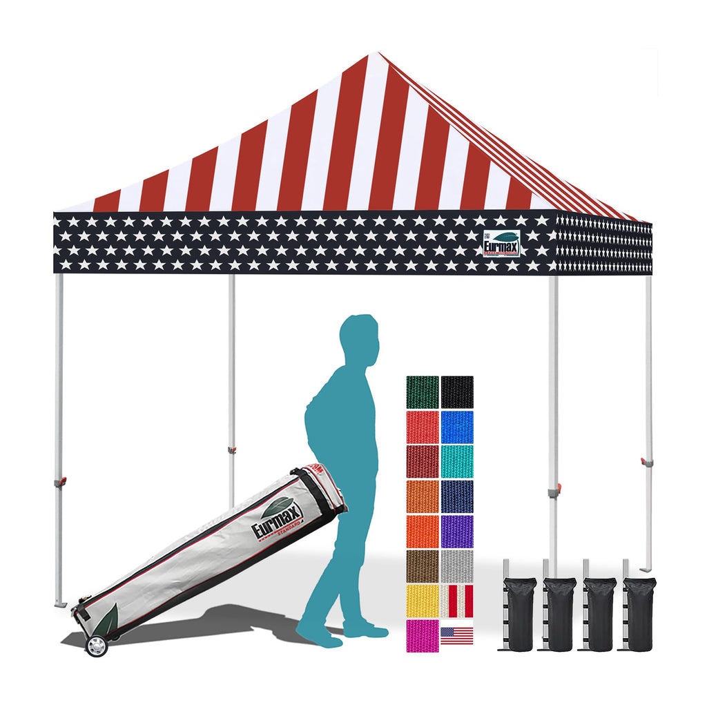 Eurmax USA 10x10ft Pop Up Canopy,Commercial Instant Tent for Outdoor Events,Patented No-Tip Rolling Storage Bag with 4 Sandbags,UV & Water Resistant,Heavy Duty Portable Shelter Gazebo,White
