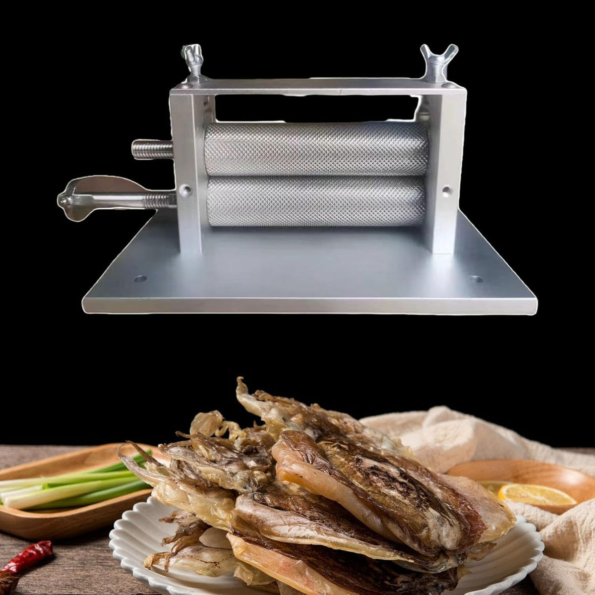 Gazechimp Dried Squid Embossing Machine, Practical Kitchen Gadget Sturdy for, Baking, Pasta Pastry, 26.5cmx31cmx15cm, Silver