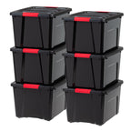 IRIS USA 6-Pack 54 Quart Storage Bins with Lids, Black