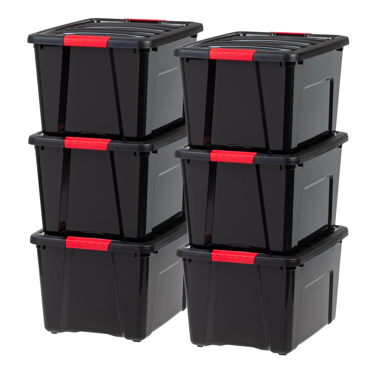 IRIS USA 6-Pack 54 Quart Storage Bins with Lids, Black