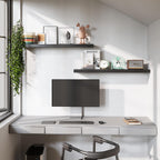 BAMEOS 47in Floating Shelves, Black Wall Mounted Wooden Shelves with Invisible Brackets Set of 2