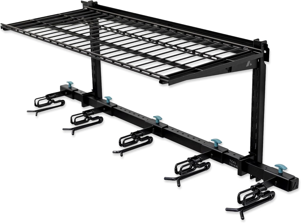 StoreYourBoard Lone Peak Ski Storage Rack and Wall Shelf, Holds 5 Pairs of Skis and Poles, Supports 300 lbs, 46 in x 13.75 in x 16 in