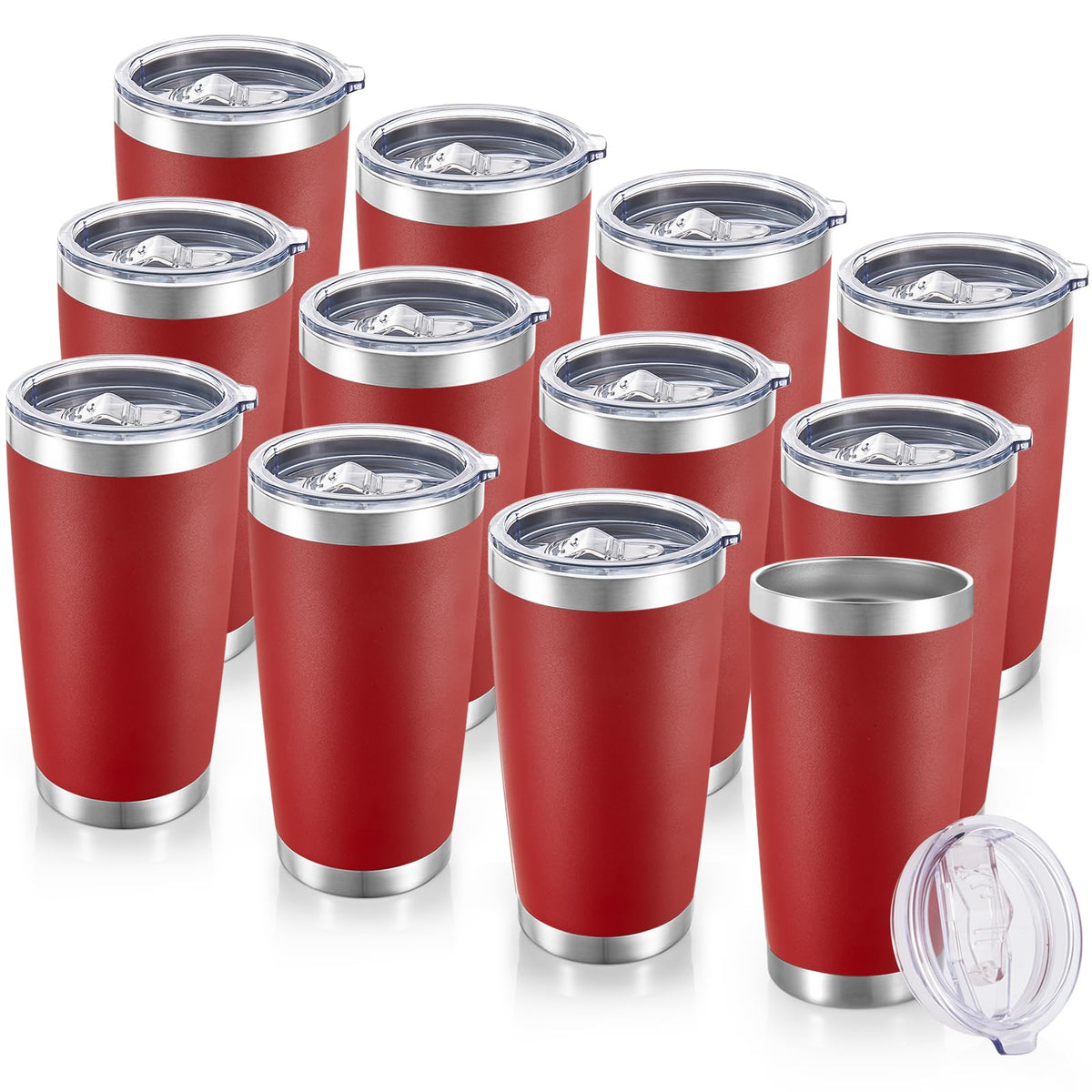 20 oz Tumblers Bulk Stainless Steel Tumbler with Lid, 12 Pack