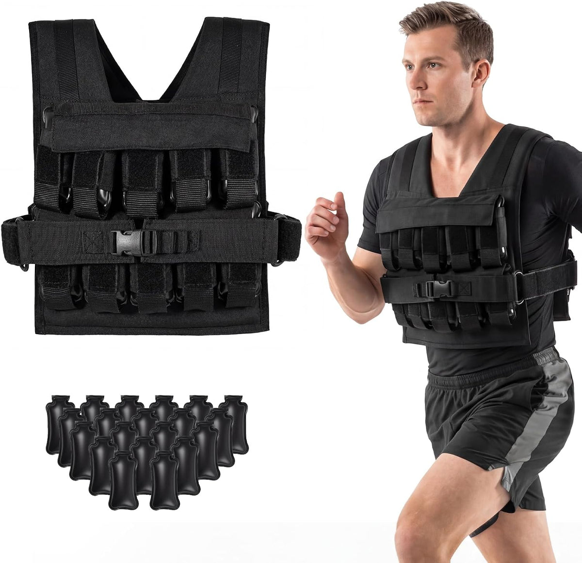Goplus Adjustable Weighted Vest, 44lbs/66lbs Weight Vest for Men Women