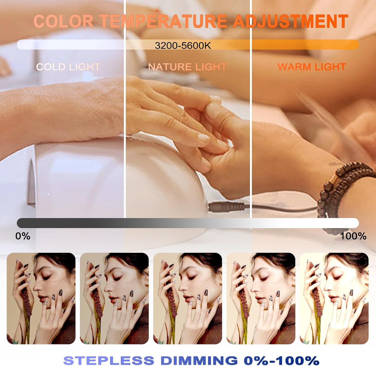30in Touch Control Nail Light for Desk, Half Moon Light, Pink