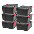 IRIS USA 4-Pack 74 Qt Storage Bins with Gasket Lids, Black/Red
