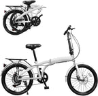 20-Inch Folding Bike with 7-Speed, Lightweight Collapsible Bicycle for City Commuting, Foldable Bikes w/ Elevable Handlebars & Adjustable Seat Height, 7-Gear Transmission Disc Brakes for Traveling