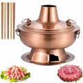 Chinese Charcoal Hot Pot, Food-grade Stainless Steel Hot Pot，Gold-13.4in