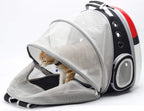 Expandable Cat Carrier Backpack with Catnip Toys, Backpack for Cats Kitten Small Puppy, Airline Approved Cat Bubble Backpack, Space Capsule Astronaut Carrier… (RED BP&Toy, Back Extension)