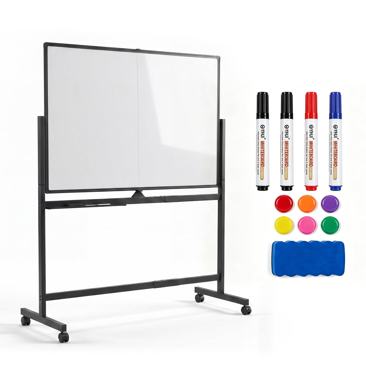 Garvee 48"×32" White Magnetic Portable Whiteboard Stand Mobile on Wheels