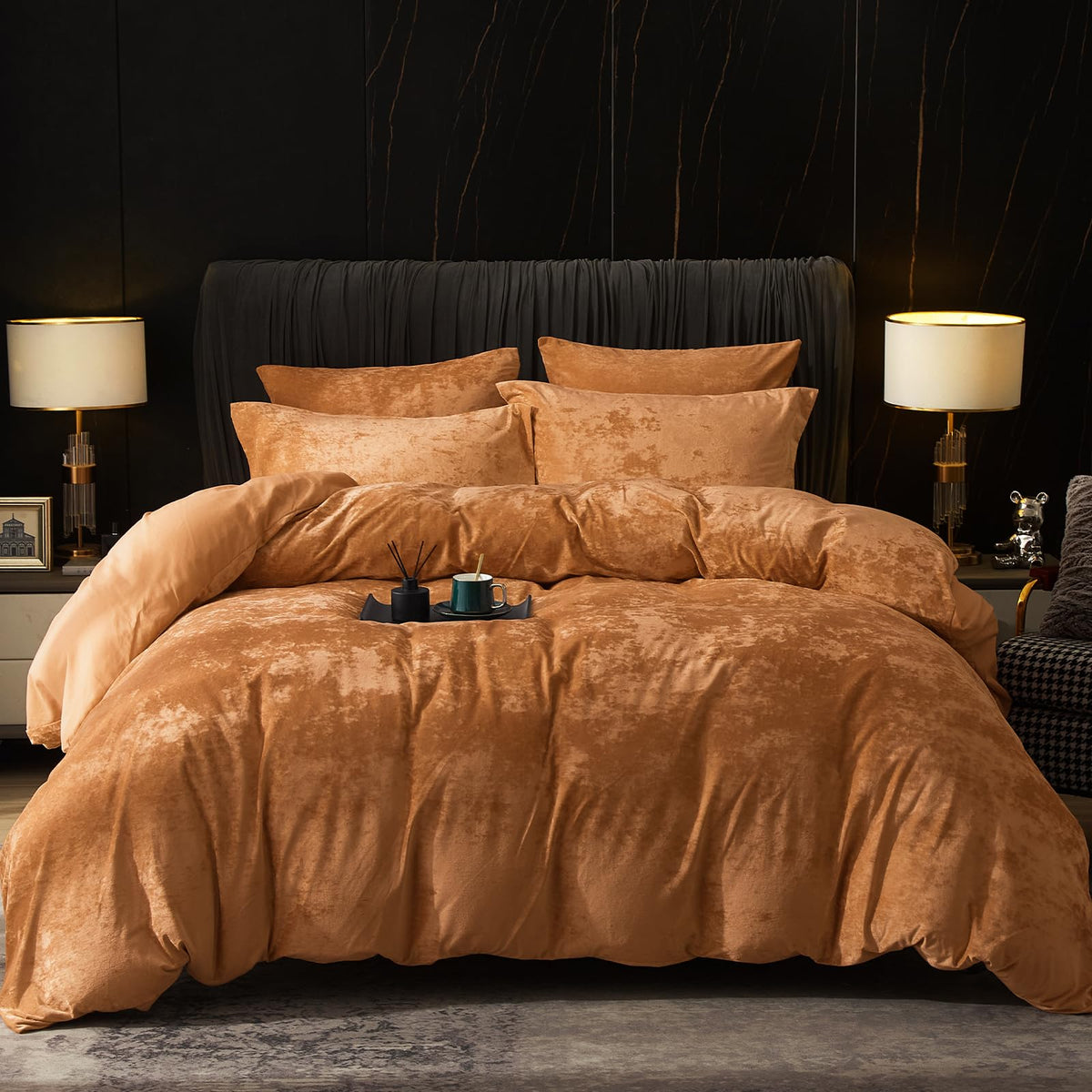 PHF Luxury Velvet Duvet Cover Set King Size, 3pcs 104" x 90", Cub