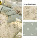 4pcs Duvet Cover Set- 100% Cotton Comfort Duvet Cover Set,Include a Duvet Cover,a Deep Pocket Fitted Sheet,2 Pillow Shams Home Bedding with Zipper Closure for All Season (Queen, Floral)