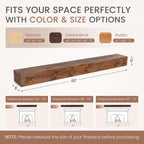 G GOOD GAIN 60'' Fireplace Mantel, 5'' Pine Wood Floating Shelf, DarkWalnut