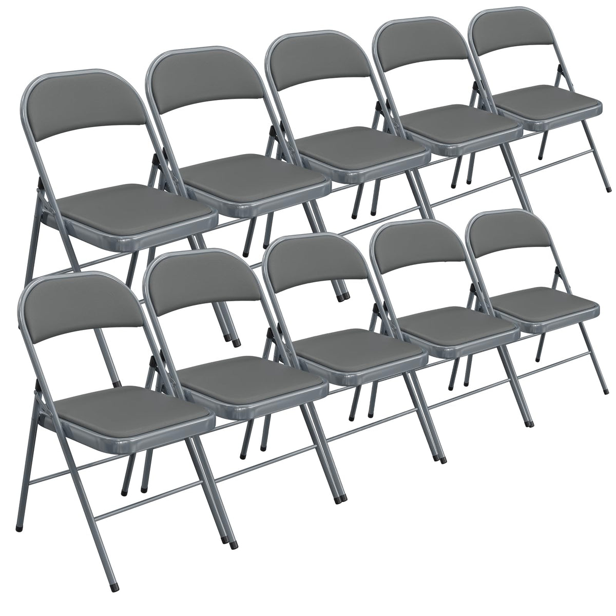 Bonnlo Folding Chair with Comfortable Padded Cushion and Back, Portable Folding Chairs for Outside, Office Events, Weddings, Pu Leather, 6 Black