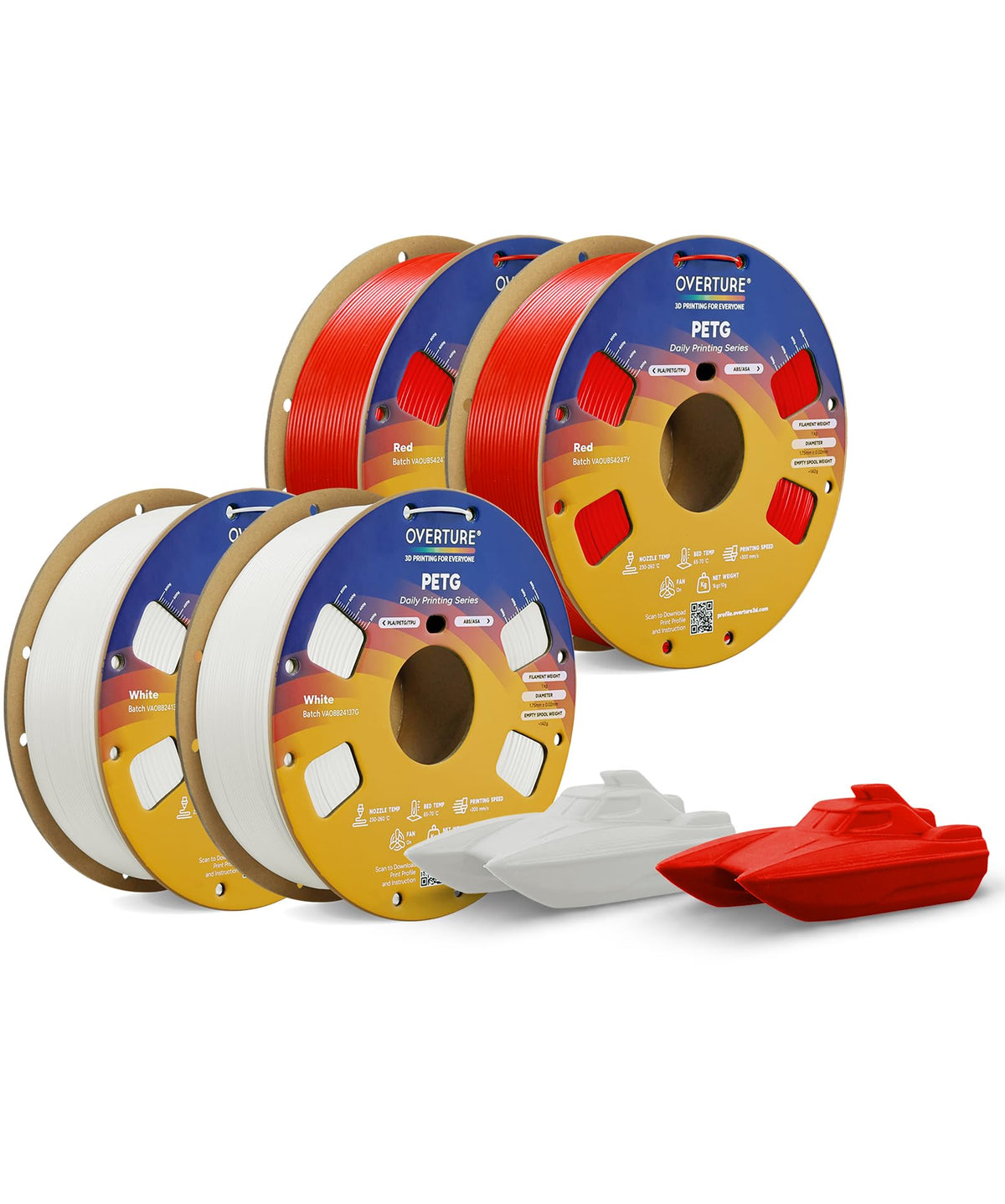 OVERTURE 10KG Bundle High Speed PETG Filament 1.75mm, 3D Printer Filament
