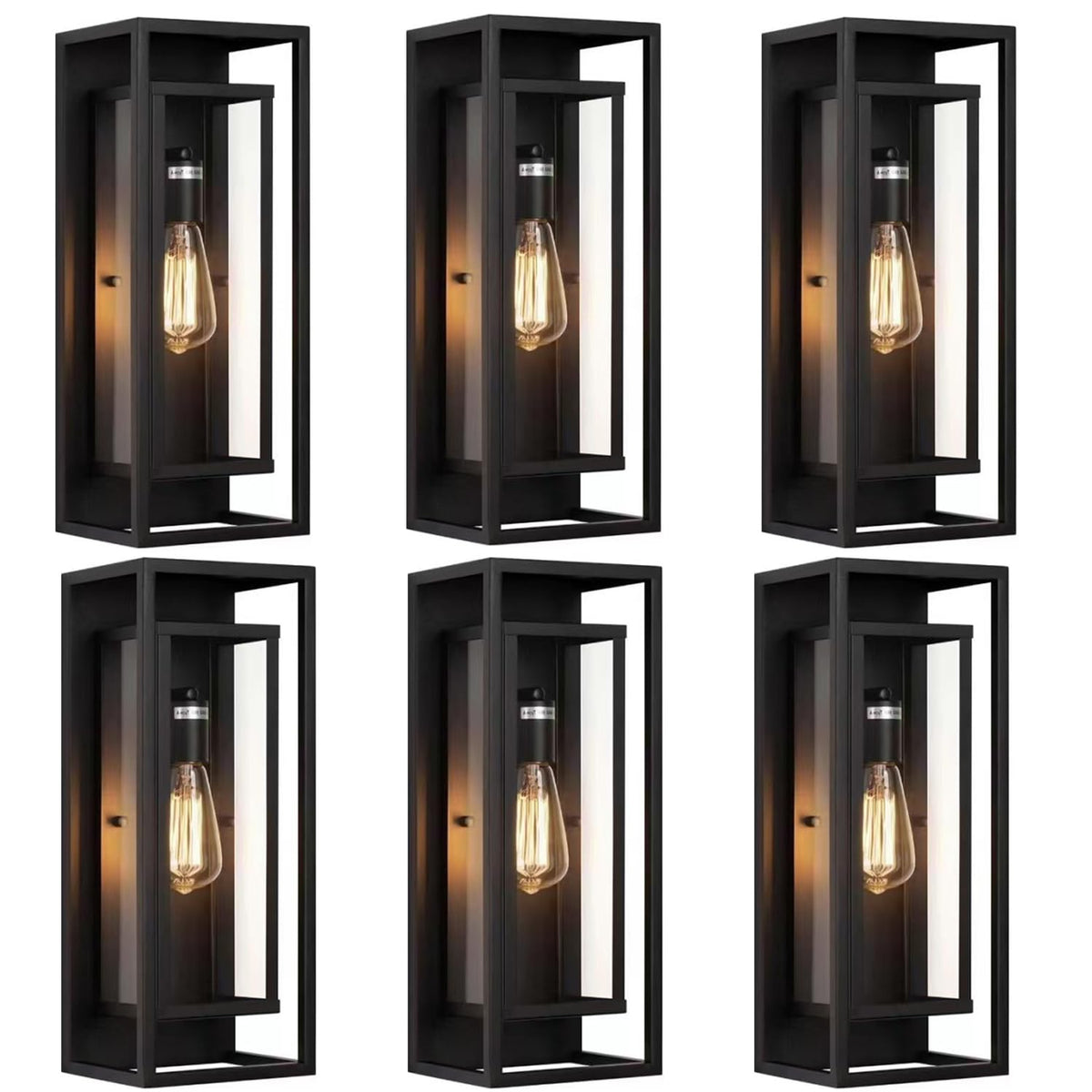 18 Inch 2 Pack Outdoor Wall Lantern Light Fixture，Large Black Exterior Wall Sconce with Clear Glass | Waterproof Anti-Rust Porch Light with E26 Socket for Entryway, Patio, Garage