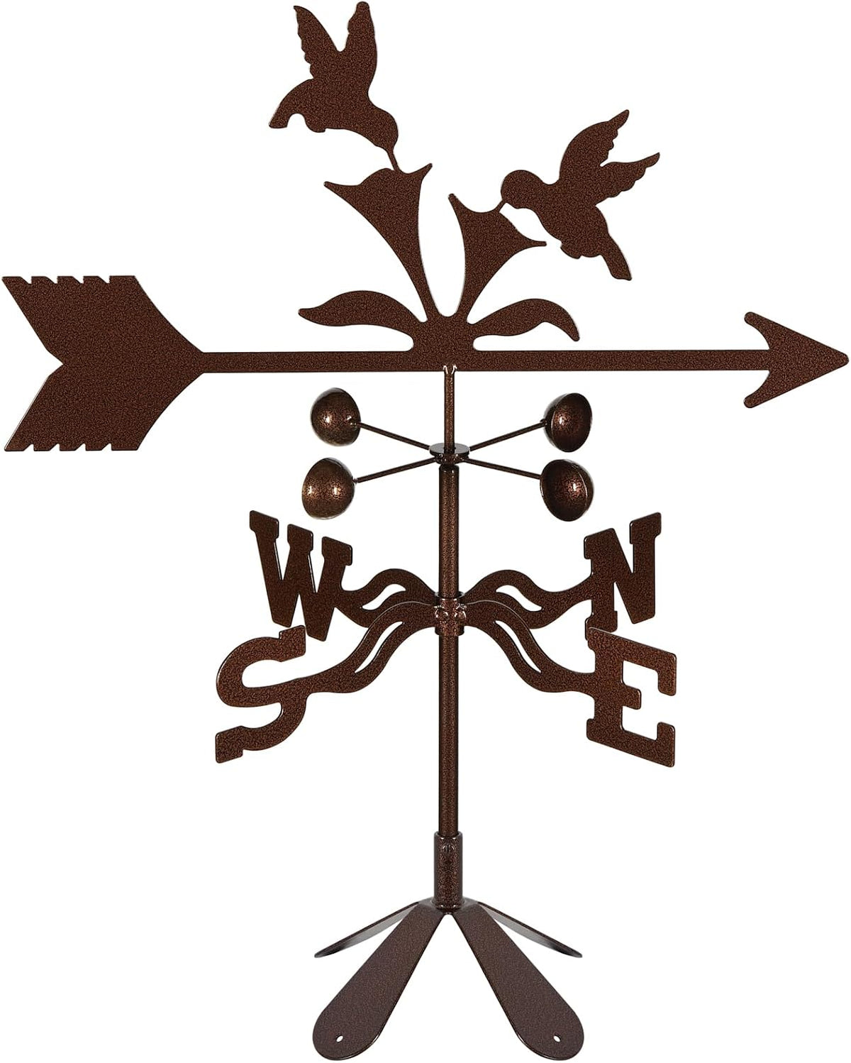 EZ Vane Steel Hummingbirds Weathervane with Wind Cups — 4-Sided Mount