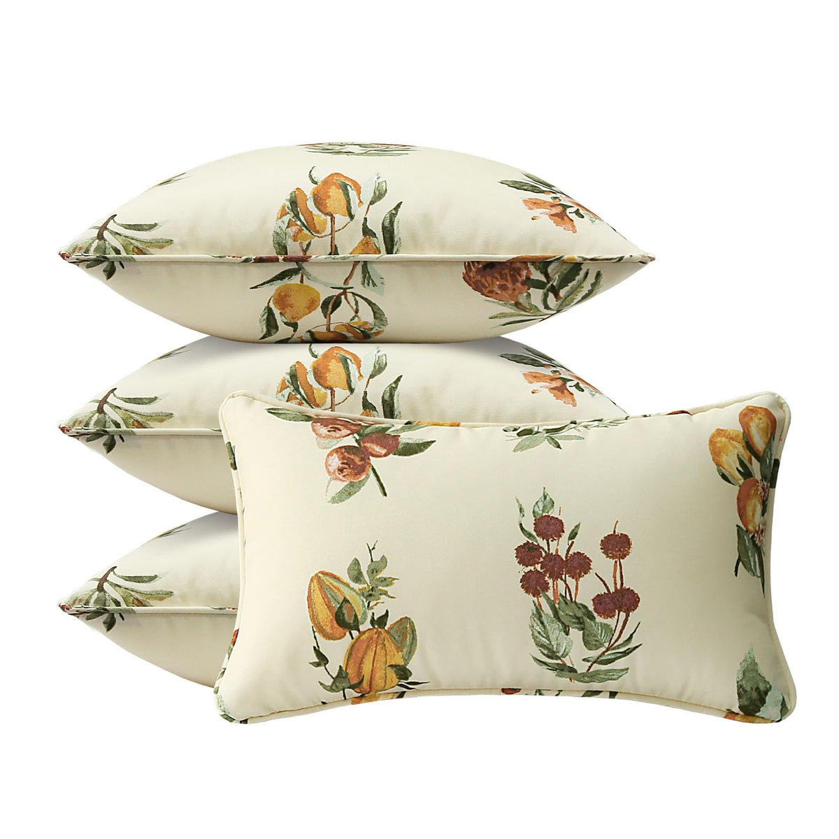 4 Pack Sunbrella Outdoor Water Repellent Throw Pillows 18x18 Inch with Insert, Decorative Square Patio Pillows for Home Garden Couch Balcony, Canvas Camel