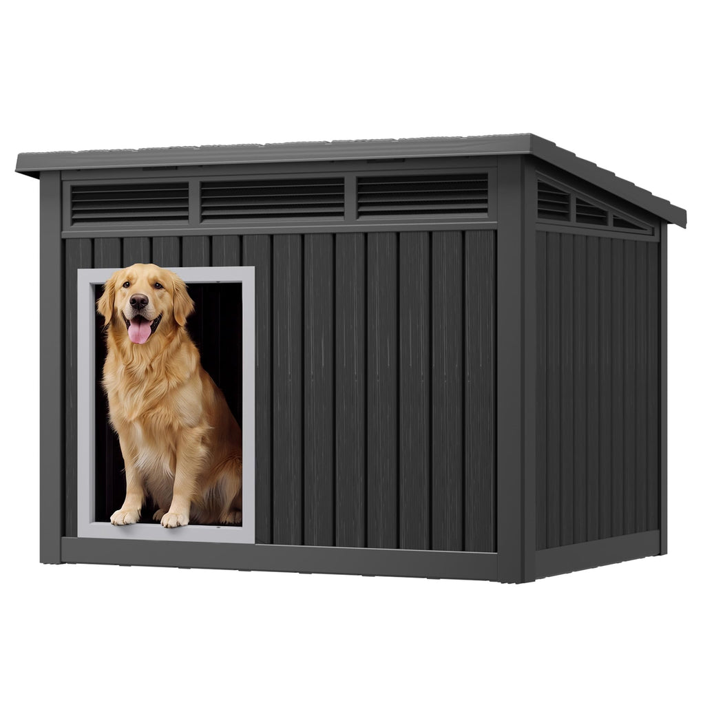 Fancyango Large Dog House with Weatherproof Roof for Indoor & Outdoor Use - Big Dog House for Large Medium Dogs(42.8" L x 33" W x 31.5" H) Grey