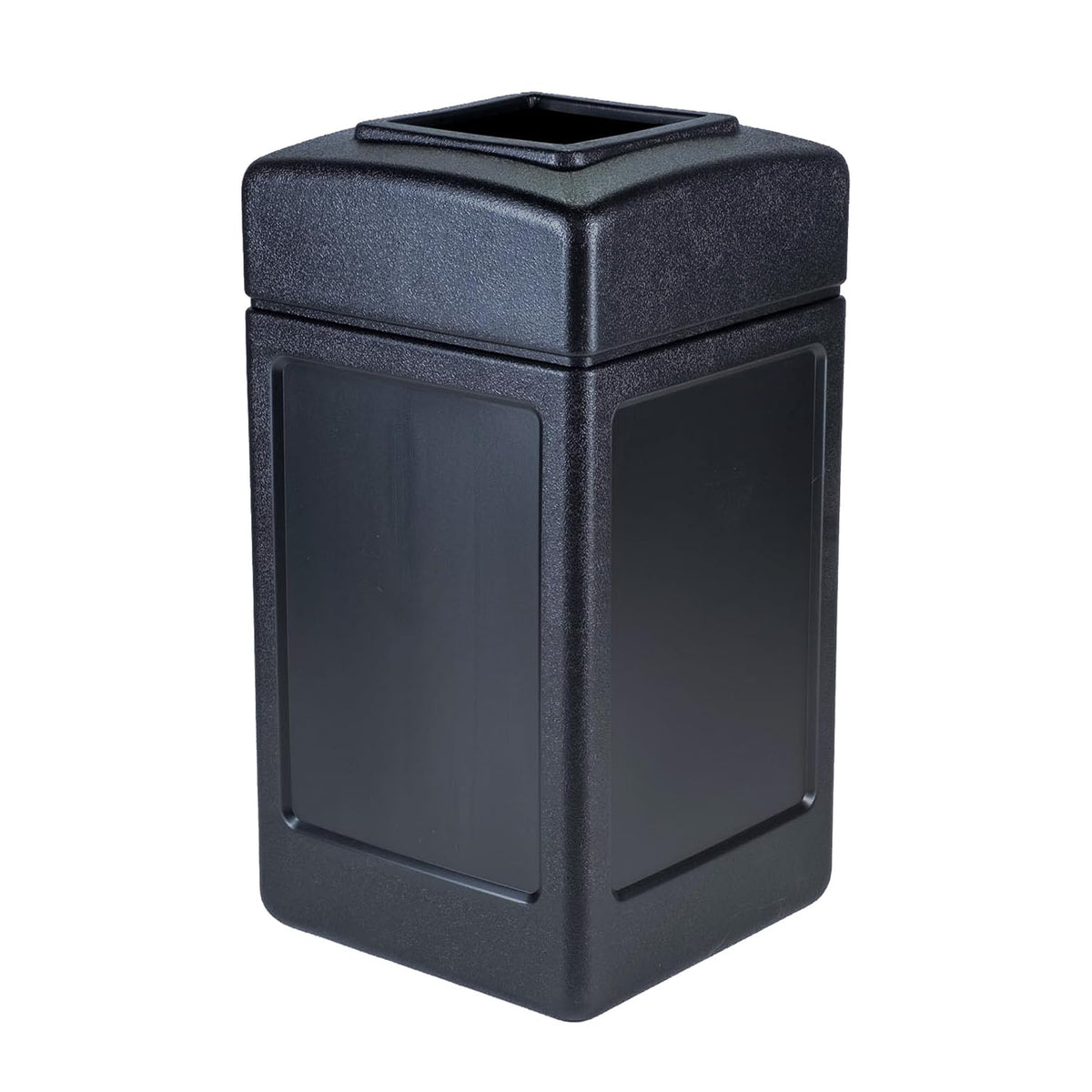 Commercial Zone 732101 Open-Top Indoor/Outdoor Square 42 Gallon Large Waste Trash Container Bin, Black