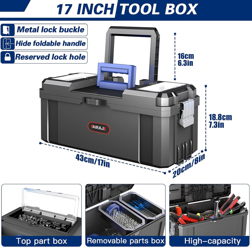 AIRAJ 3 In 1 Rolling Tool Box with Wheels, Stackable Tool Box,17 +19 +21 In