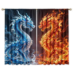 Dreamy Pink Wildlife Dragon Curtains-Fantasy Medieval Castle Rod Pocket Back Tab Window Drapes,Mythological Dragon Floral Roses Thermal Insulated Blackout Curtain,2pcs,Each 52“W x 96”L