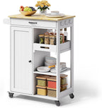 Gizoon Kitchen Island Cart with Storage Cabinet & Removable Tray