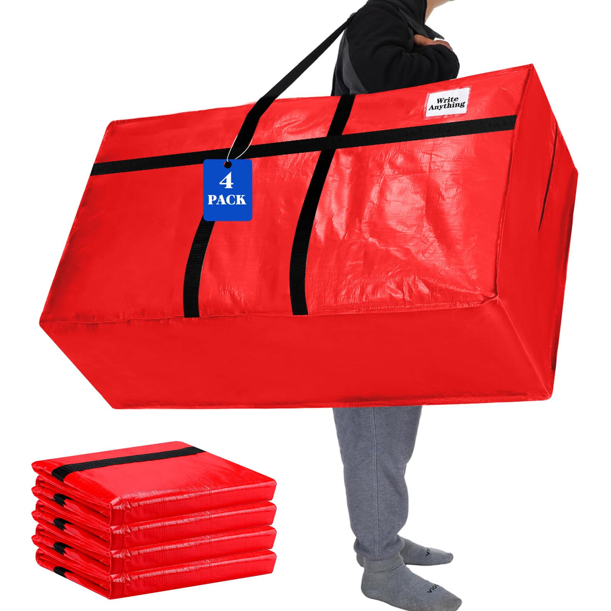 Windyun 4 Pcs 195 Gallon Extra Large Moving Bags XXL Heavy Duty Storage Bag