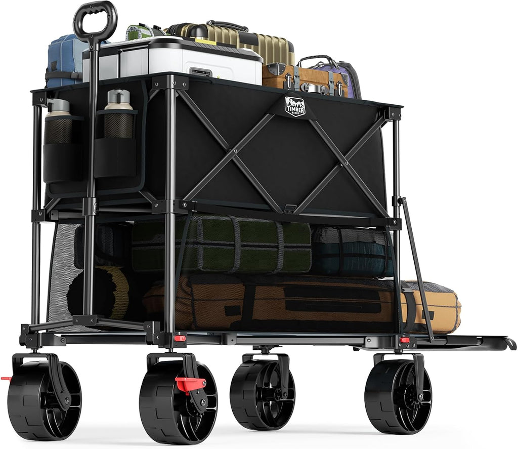 TIMBER RIDGE 400L Folding Double Decker Wagon with Brakes, 54" Extra Long