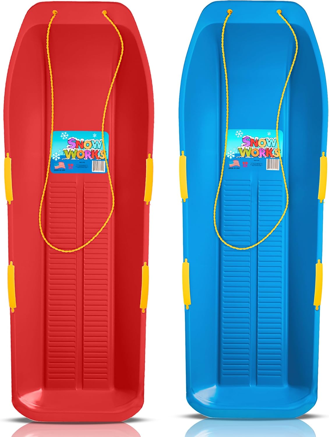 47.5" Toboggan Lifetime Sled: Durable High-Density Plastic Sleds for Adults, Kids, and Teens 2 Person Snow Sleds for Kids and Adults W/Handles and Pull Rope
