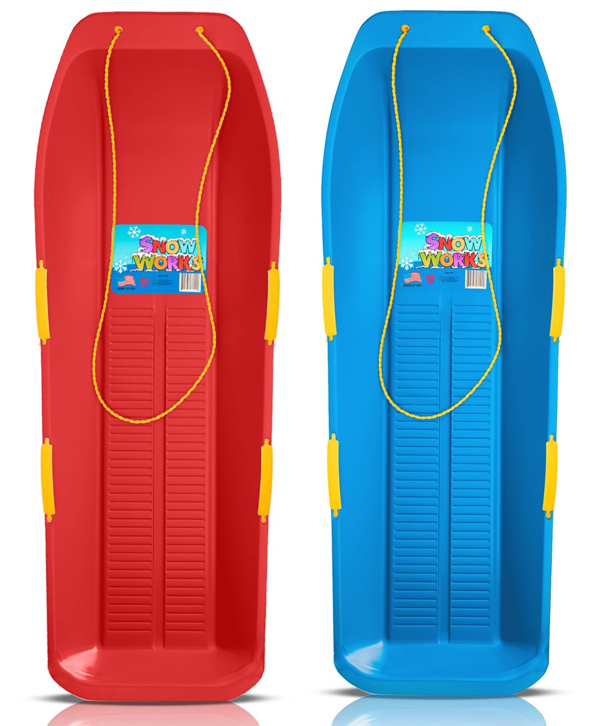 47.5" Toboggan Lifetime Sled: Durable High-Density Plastic Sleds for Adults, Kids, and Teens 2 Person Snow Sleds for Kids and Adults W/Handles and Pull Rope