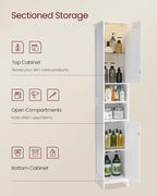 VASAGLE Tall Storage Cabinet with Lights, Slim, 11.8" W, Cloud White