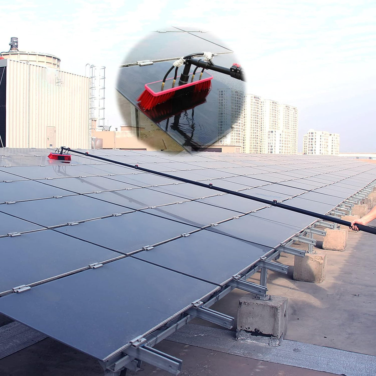 3.6~10.8m Solar Panel Cleaning Brush & Pole Water Fed Pole Kit, Suitable for high Windows Cleaning, Solar photovoltaic Panel Cleaning and Cleaning Cars Trucks Vans,12FT 3.6M