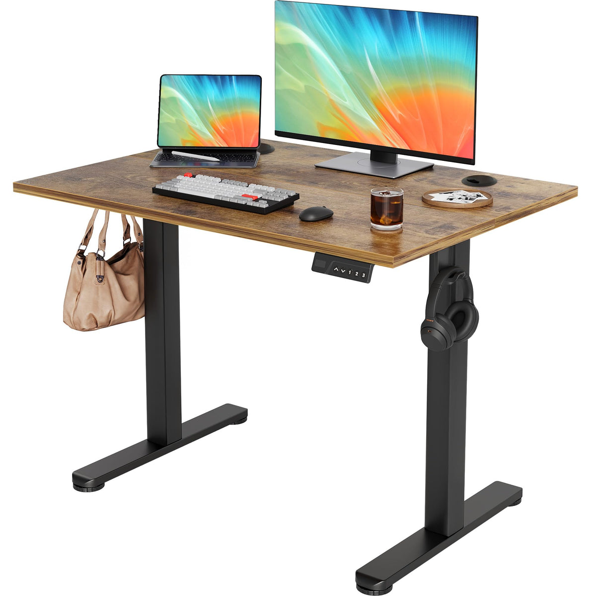 YDN 32 x 19 Inch White Electric Standing Desk