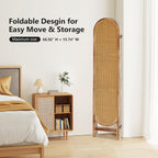 4 Panel Rattan Room Divider, Folding Room Divider Screen, Natural