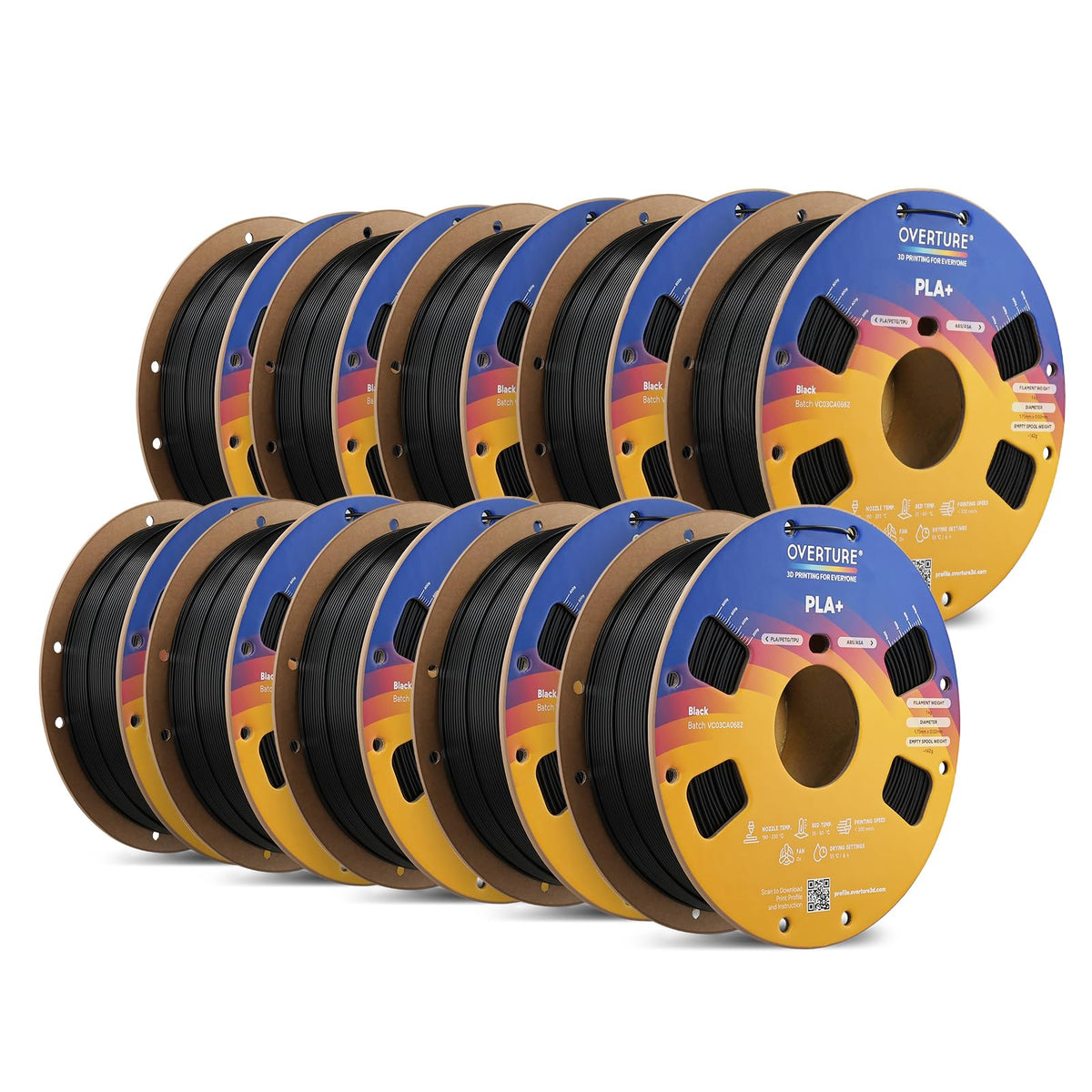 OVERTURE 10KG Bundle High Speed PLA+ 3D Printer Filament 1.75mm