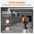VEVOR Rotary Laser Level 2000 ft, 360 Degree Self-Leveling Green Cross Line