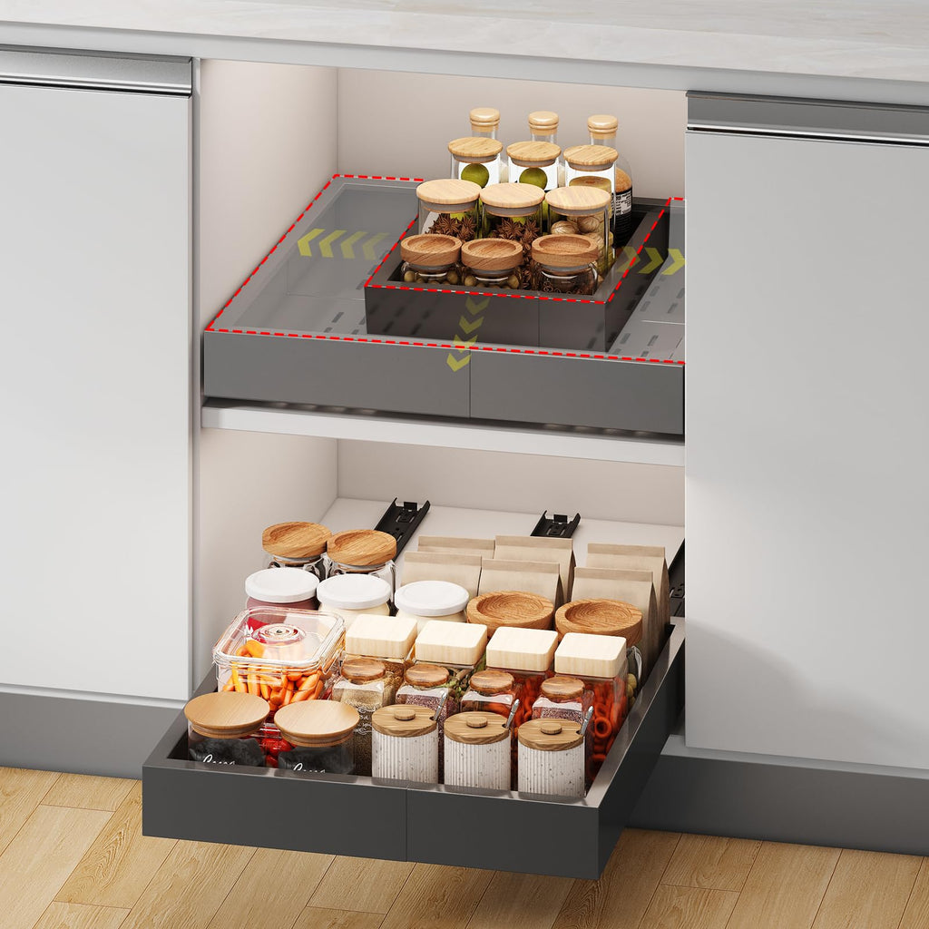 Fokyfok Pull Out Cabinet Organizer,23"-31"W,17"-24"D,Expandable,Adhesive