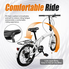 20-Inch Folding Bike with 7-Speed, Lightweight Collapsible Bicycle for City Commuting, Foldable Bikes w/ Elevable Handlebars & Adjustable Seat Height, 7-Gear Transmission Disc Brakes for Traveling