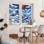 Ocean Waves Cherry Blossoms Window Privacy Film 31.5Wx47.2L inch x 2pcs