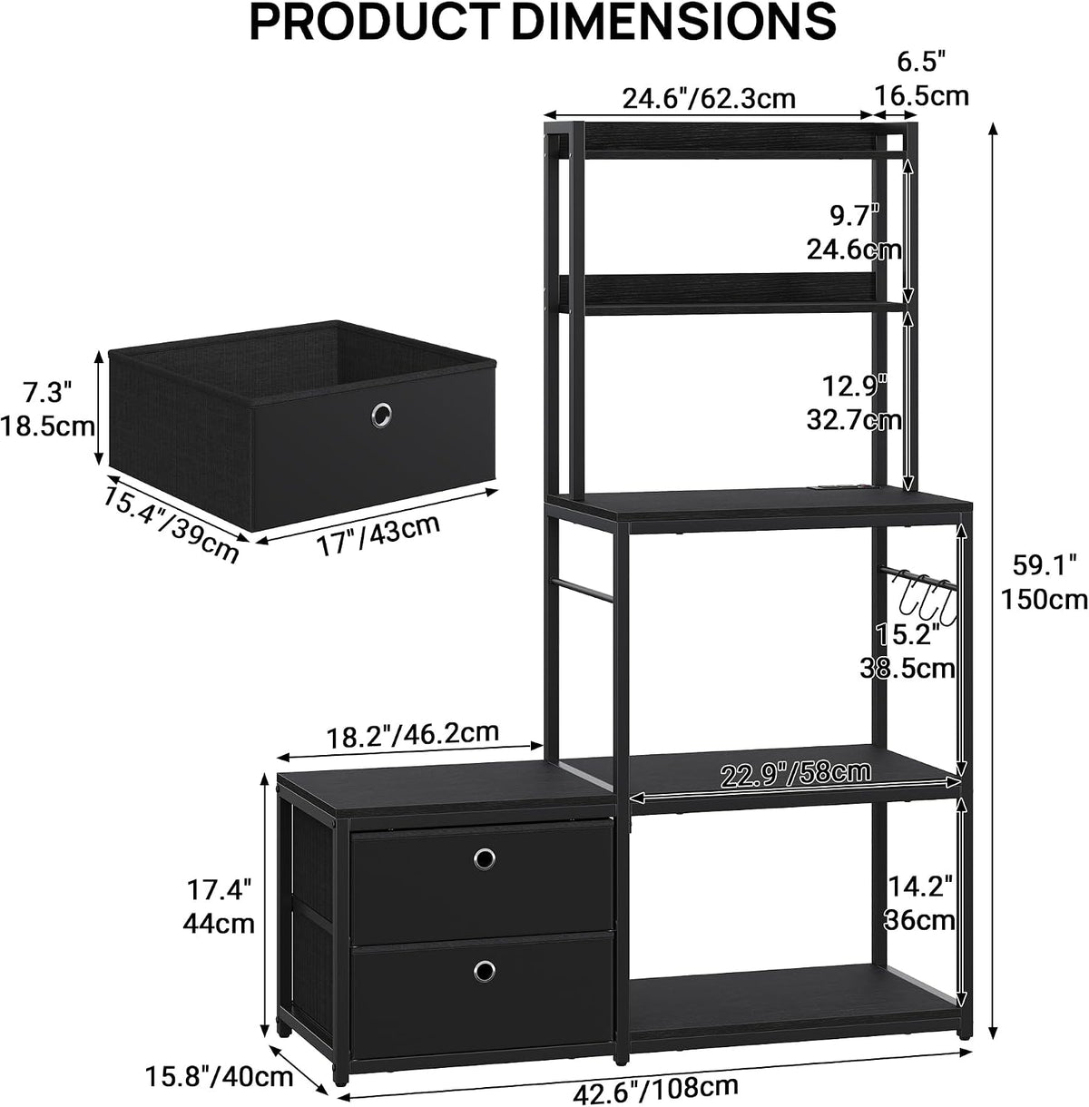 Furniouse Mini Fridge Stand with Storage, Refrigerator Cabinet with Power Outlet - Multifunctional Microwave Stand, Coffee Bar Station for Dorm, Office and Kitchen, Black