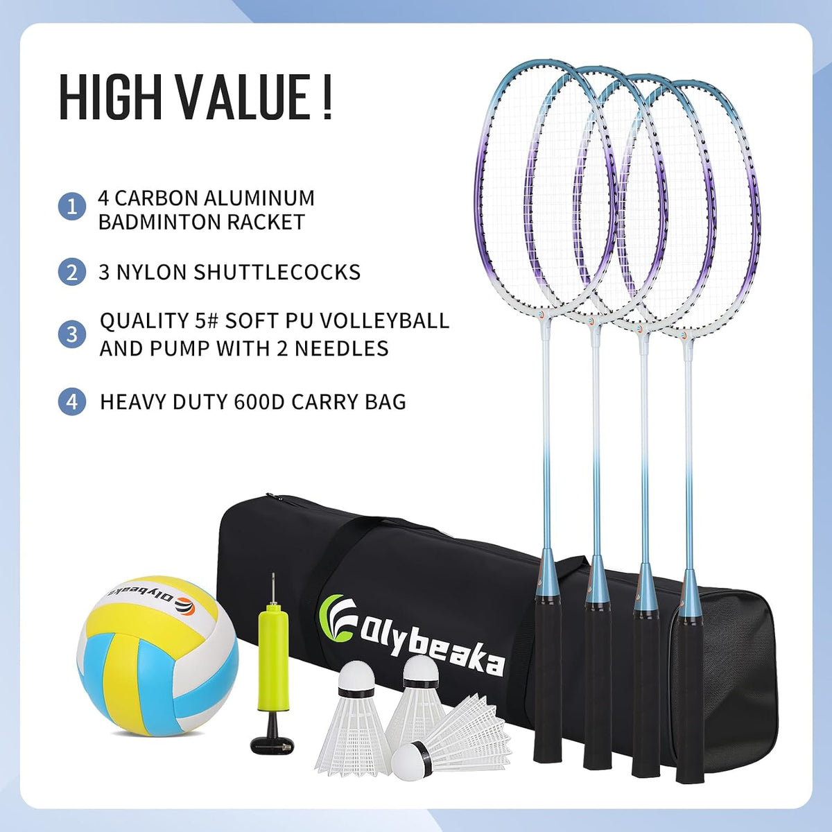 Portable Outdoor Volleyball Badminton Combo Net Set with 2 Nets